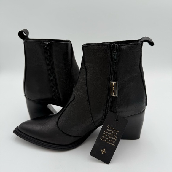 Emanuele Crasto Leather‎ Studded Pointed Toe Heeled Booties Ankle Boots 7.5 NWT - Picture 10 of 11